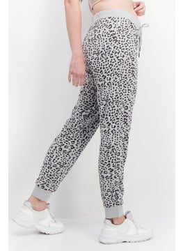 BB Dakota by Steve Madden Women Animal Print Drawstring Jogger Pant, Grey  - Image 4