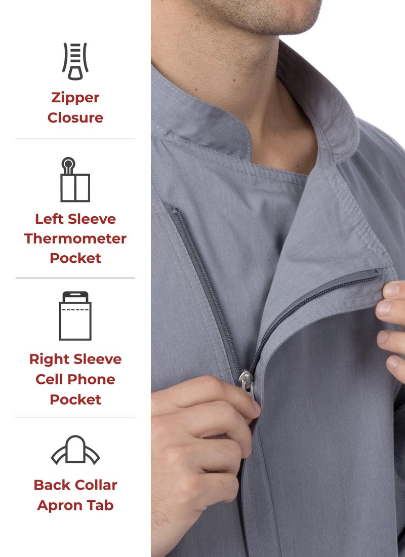 Chef Works Men's Hartford Chef Coat, Grey, Medium - Image 3