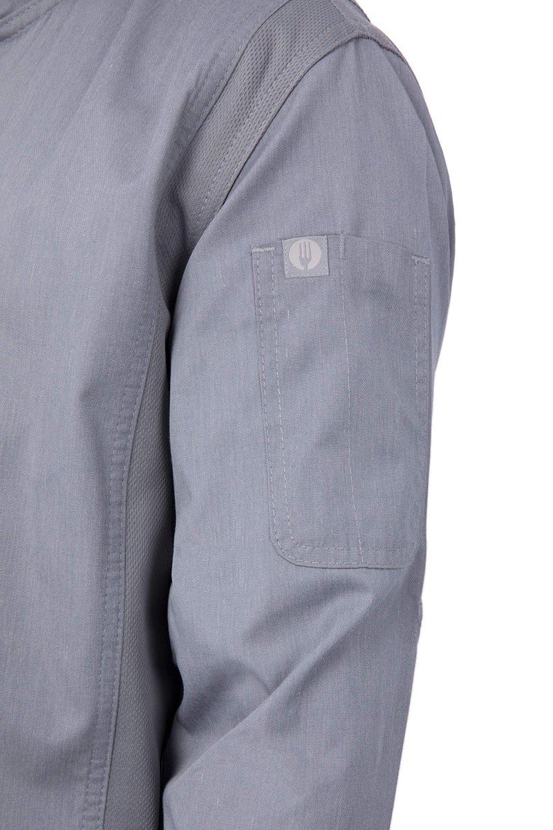 Chef Works Men's Hartford Chef Coat, Grey, Medium - Image 4