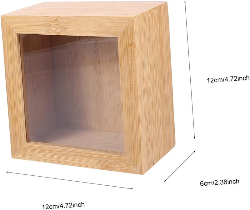 VOSAREA 1Pc Square Wooden Storage Box with Lid Desktop Sundries Organizer for Home Office Window Design for Easy Viewing and Stylish Storage - Image 2