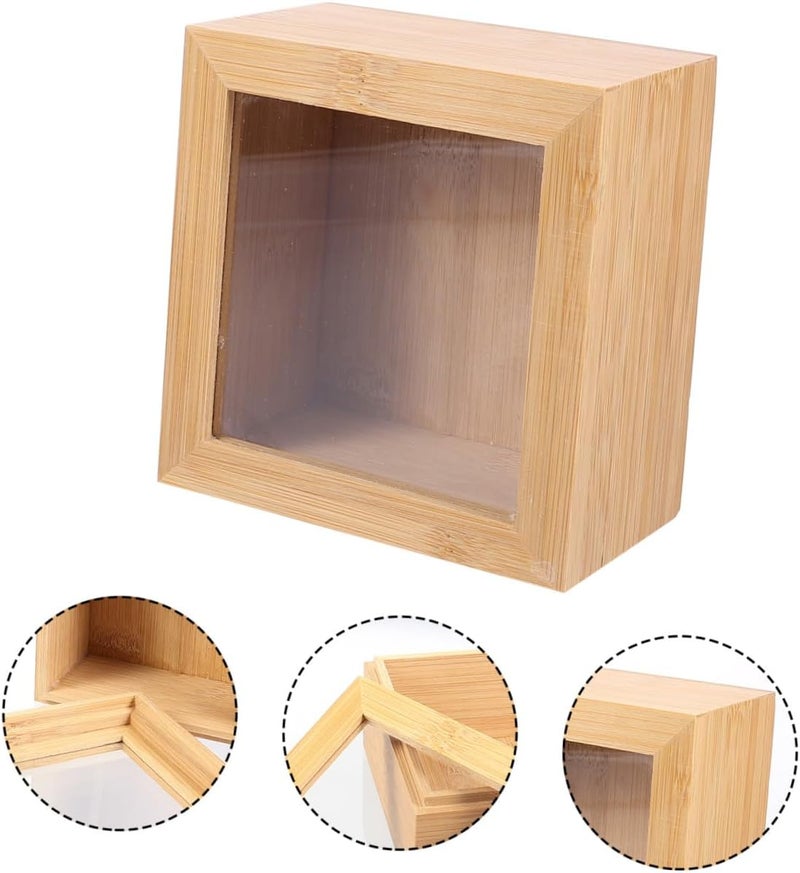 VOSAREA 1Pc Square Wooden Storage Box with Lid Desktop Sundries Organizer for Home Office Window Design for Easy Viewing and Stylish Storage - Image 5
