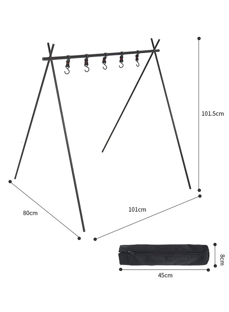 YY-ريشير حامل معلق محمول للتخييم، حامل ثلاثي القوائم قابل للطي مصنوع من سبائك الألومنيوم للتخييم في الهواء الطلق مع خطافات للسفر والمشي لمسافات طويلة والشواء وصيد الأسماك - Image 5