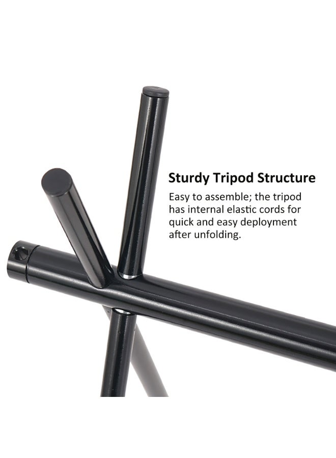 YY-ريشير حامل معلق محمول للتخييم، حامل ثلاثي القوائم قابل للطي مصنوع من سبائك الألومنيوم للتخييم في الهواء الطلق مع خطافات للسفر والمشي لمسافات طويلة والشواء وصيد الأسماك - Image 2