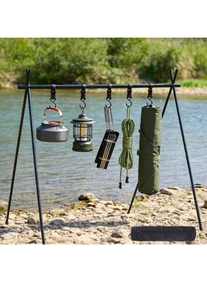 YY-ريشير حامل معلق محمول للتخييم، حامل ثلاثي القوائم قابل للطي مصنوع من سبائك الألومنيوم للتخييم في الهواء الطلق مع خطافات للسفر والمشي لمسافات طويلة والشواء وصيد الأسماك - Image 1