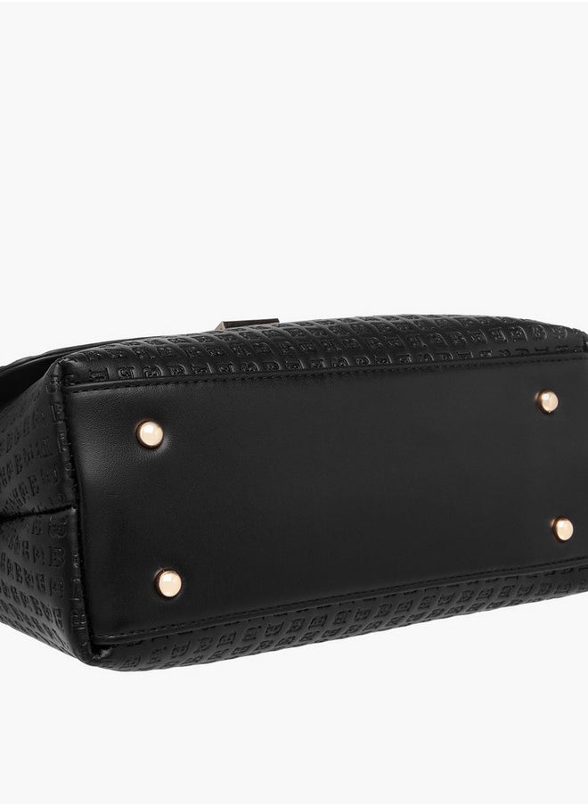 Flora Bella By Shoexpress - Monogram Embossed Satchel Bag with Flap Closure and Detachable Strap - Image 1