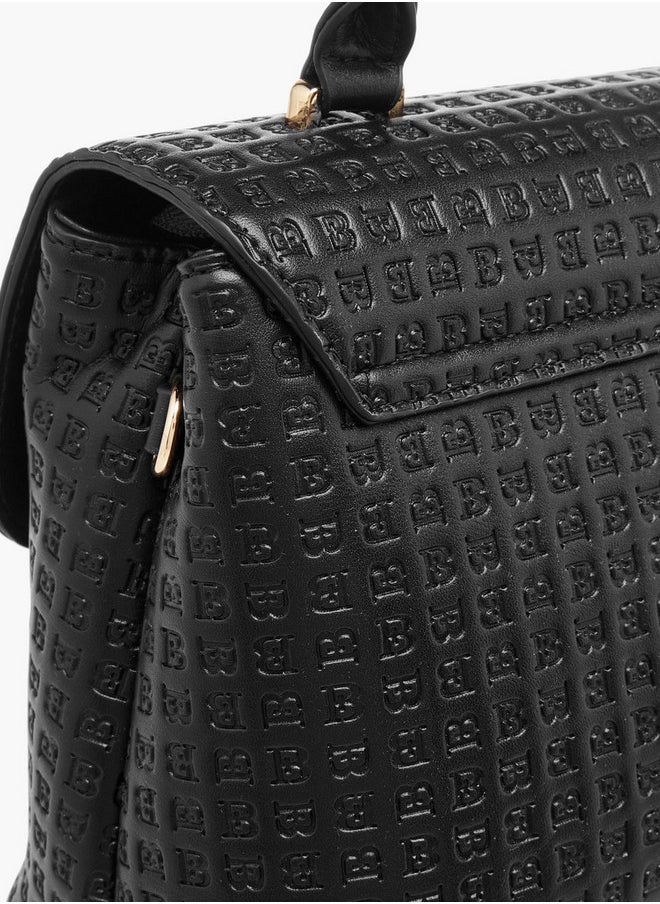Flora Bella By Shoexpress - Women's Monogram Embossed Satchel Bag with Flap Closure and Detachable Strap - Image 1