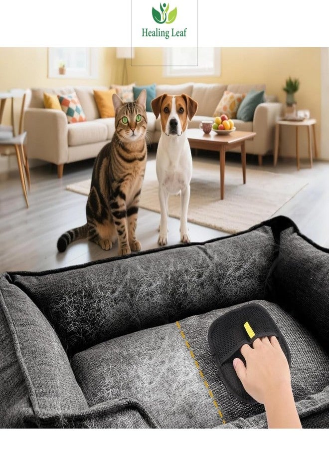 Healing leaf's Pet Hair Removal Gloves, Static-Enhanced Pet Hair Removal Mitt, Reusable Grooming Mitt Cleaning Glove for Furniture, Carpets, Car Seats & Gentle Massage for Dogs Cats (23.5x18cm) - Image 5