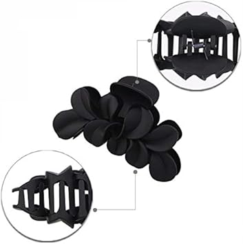 UPSTORE 1PCS 13cm5 Inch Plastic Leaves Hair Claw Clips Jaw Clip French Twist Ponytail Holder Clip Hair Clamp Crab Clasp Hair Updo Grips Bath Hair Styling Accessories for Women Girls Black - Image 2