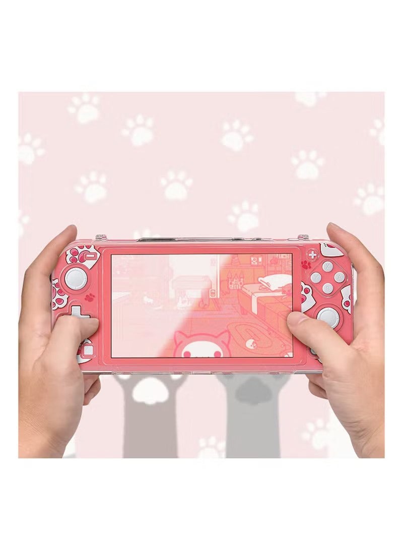Protective Case for Switch Lite Clear Hard PC Case Cover Split Design Shockproof Anti Scratch Shell Accessories for Switch Lite and Joycon Controller Cute Pink Cat Paw - Image 5
