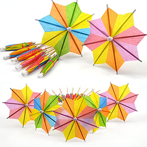 Bilipala 50 PCS Colorful Paper Umbrellas, Cocktail Parasol Picks, Cupcake Toppers Picks - Image 2