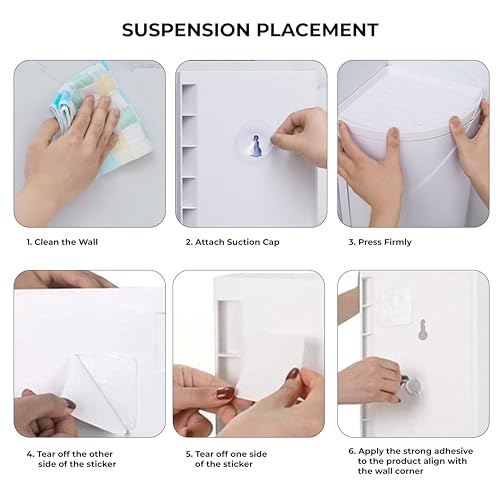 PRIME PICK Spin Pro Triangle Storage Rack Bathroom Organizer 2 Layer 360 Degree Rotating Plastic Corner Shelf Dust Proof Waterproof Multi Function Storage White - Image 5