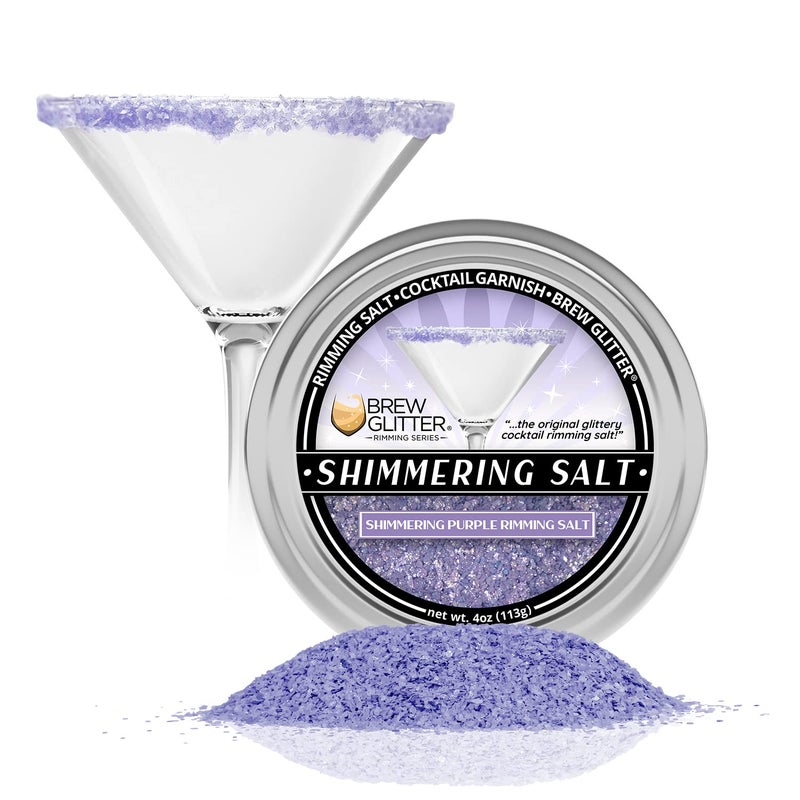 Bakell Brew Glitter - Shimmering Rimming Salt (4oz, 1x Bar Tin) Edible Glitter Blended Cocktail Garnish for Mixed Drinks and Beverages (Purple, 4oz) - Image 1