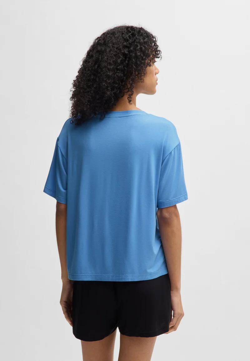 HUGO Relaxed-fit stretch-jersey pyjama T-shirt with contrast logo