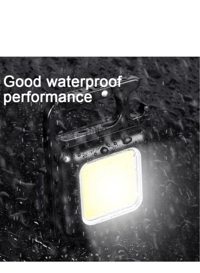 COB Mini Rechargeable Keychain Work Light, 1000 Lumens 4 Modes, Waterproof Flashlight with Folding Magnet Bracket Bottle Opener, Suitable for Walking, Camping, Repairing, Running Outdoor