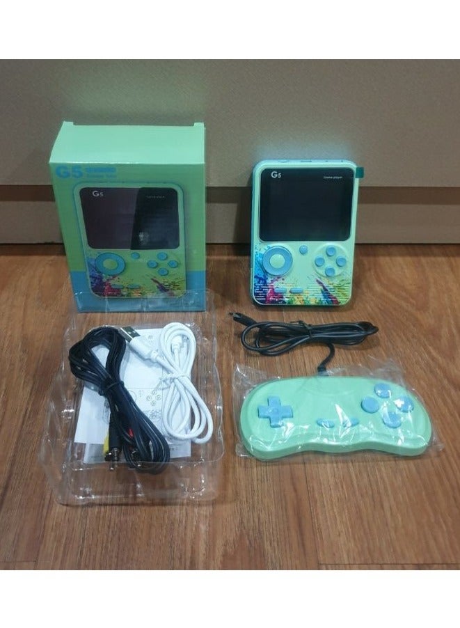 G5 500 in 1 Compact Game Console 3 Inch Color LCD Display with TV Output USB Rechargeable for Classic Games - Green  - Image 1