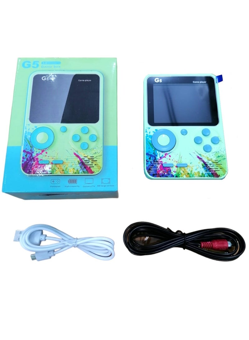 G5 500 in 1 Compact Game Console 3 Inch Color LCD Display with TV Output USB Rechargeable for Classic Games - Green  - Image 2