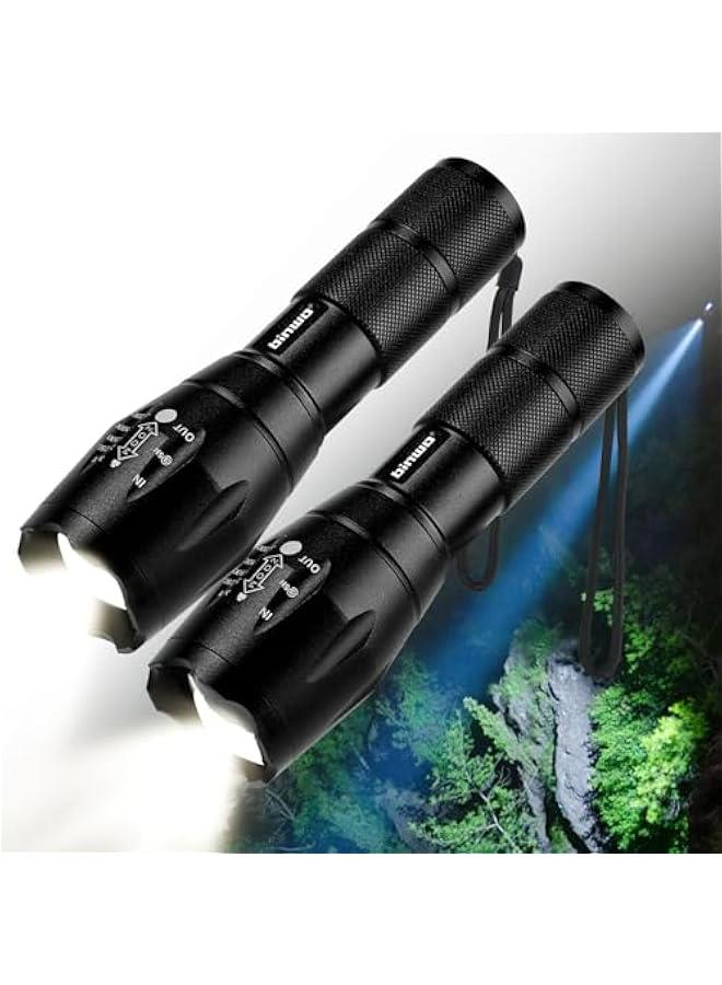 Powerful 3000 Lumens 2-Pack Tactical Waterproof Zoomable LED Flashlight with 5 Modes Metal Pocket Flashlights - Image 2