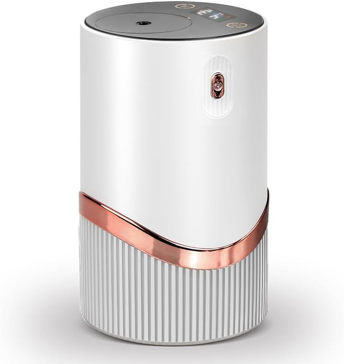 WATERLESS ESSENTIAL OIL DIFFUSER - AROMA DIFFUSER FOR CAR, PORTABLE SMART SCENT AIR MACHINE 1/2/3 & CONTINUOUS MIST, ANTI-TIPP, TIMER SETTING AND AUTO-OFF FUNCTION (WHITE)