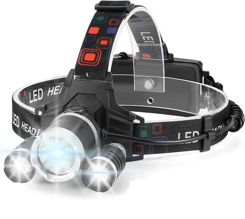 BROCCOLIN Headlamp Flashlight Rechargeable LED Headlamps 230° Wide Beam, Motion Sensor Lightweight Waterproof Ultra Bright Head Torch for Running Dry Camping Fishing Hiking Emergency (3 Light oreng) - Image 1