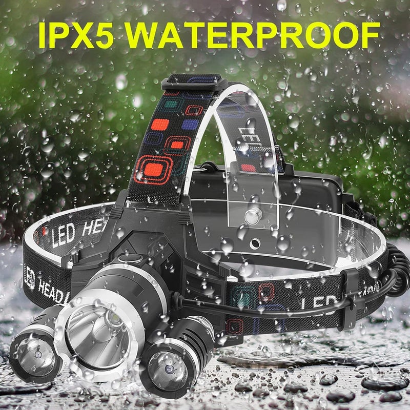 BROCCOLIN Headlamp Flashlight Rechargeable LED Headlamps 230° Wide Beam, Motion Sensor Lightweight Waterproof Ultra Bright Head Torch for Running Dry Camping Fishing Hiking Emergency (3 Light oreng) - Image 3