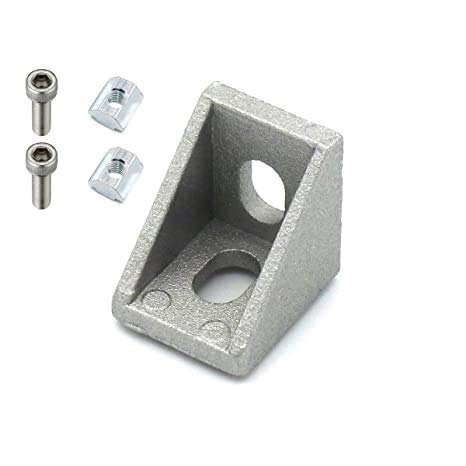 3DINNOVATIONS 3D INNOVATIONS T Slot 2020 Aluminum Profile L-Shape Interior Inside Corner Connector Joint Bracket 6mm for Aluminum Extrusion Profile (with screws) (Qty: 4pcs) (Corner Bracket: 2017, Silver) - Image 1
