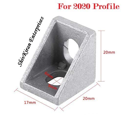 3DINNOVATIONS 3D INNOVATIONS T Slot 2020 Aluminum Profile L-Shape Interior Inside Corner Connector Joint Bracket 6mm for Aluminum Extrusion Profile (with screws) (Qty: 4pcs) (Corner Bracket: 2017, Silver) - Image 3