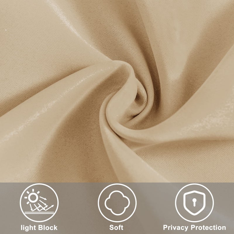 XWZO Room Darkening Curtains for French Doors  Privacy and Thermal Curtains for Glass Door  Rod Pocket Curtains with Tiebacks  25 x 72 inches Long  Biscotti Beige  1 Panel - Image 5