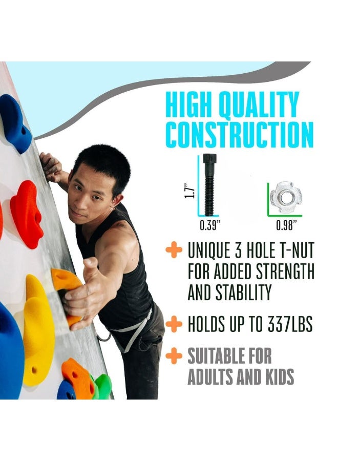 مجموعة مقابض تسلق الصخور الممتازة من وايت تيك (15 قطعة) بألوان متعددة، مناسبة لملاعب الأطفال الداخلية والخارجية، مقابض حائط تسلق للكبار مع مجموعة أدوات التثبيت لسهولة التركيب بنفسك. - Image 2