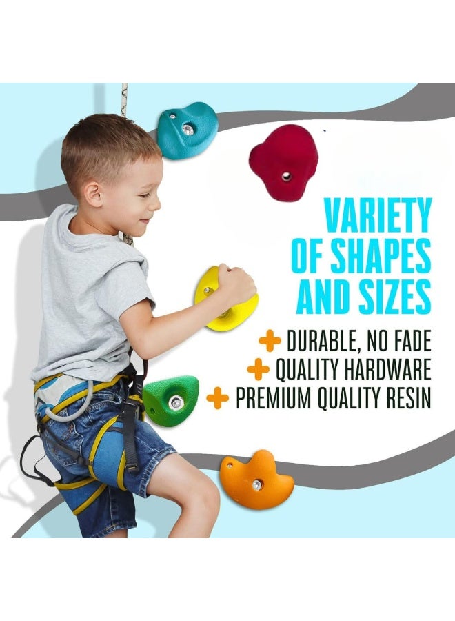 مجموعة مقابض تسلق الصخور الممتازة من وايت تيك (15 قطعة) بألوان متعددة، مناسبة لملاعب الأطفال الداخلية والخارجية، مقابض حائط تسلق للكبار مع مجموعة أدوات التثبيت لسهولة التركيب بنفسك. - Image 1