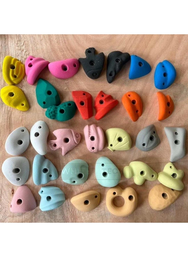 مجموعة مقابض تسلق الصخور الممتازة من وايت تيك (15 قطعة) بألوان متعددة، مناسبة لملاعب الأطفال الداخلية والخارجية، مقابض حائط تسلق للكبار مع مجموعة أدوات التثبيت لسهولة التركيب بنفسك. - Image 5