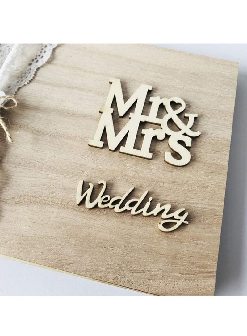 SYOSI Wedding Guest Book 30 Pages Retro Wooden Diy Sign - Blank NO Lines-In Message Guestbook Gift For Engagement Birthday Ceremony - Image 3