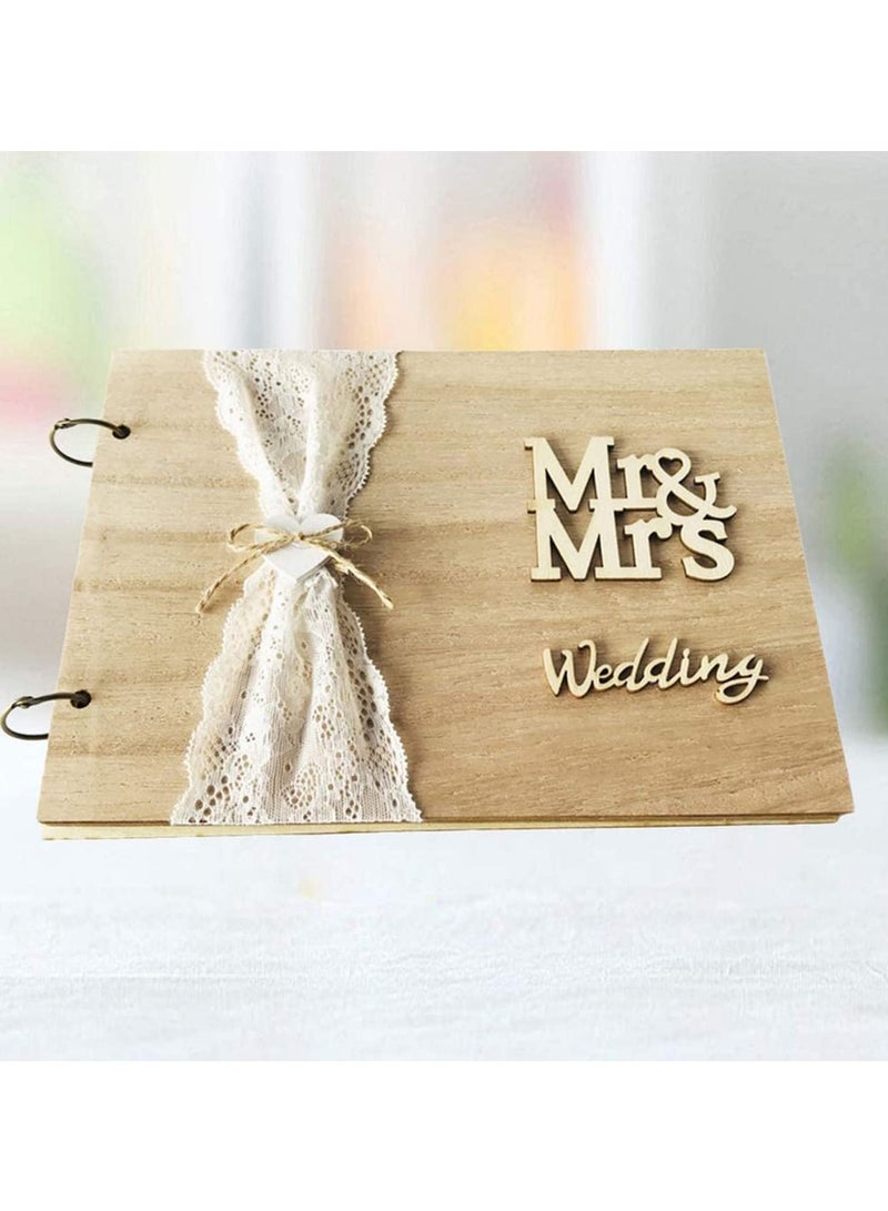 SYOSI Wedding Guest Book 30 Pages Retro Wooden Diy Sign - Blank NO Lines-In Message Guestbook Gift For Engagement Birthday Ceremony - Image 4