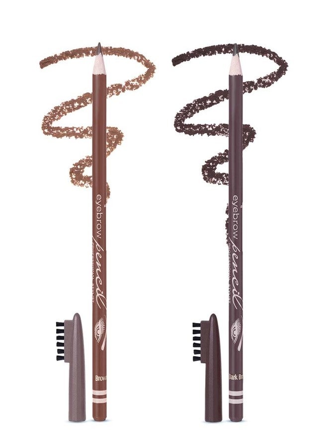 Glam 21 Glam21 Waterproof Eyebrow Pencil With Brush | Smudge Proof Eyebrow Definer Pencil | Brown & Dark Brown | 1.2gm Each | Combo Pack Of 2 - Image 1