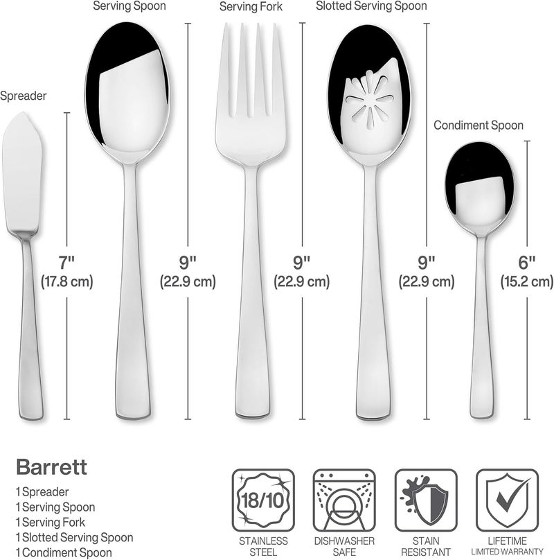 Mikasa Barrett 45Piece Flatware Set 1810 Stainless Steel Silverware Set Service for 8 Minimalist SquareTip Handles Dishwasher Safe - Image 5