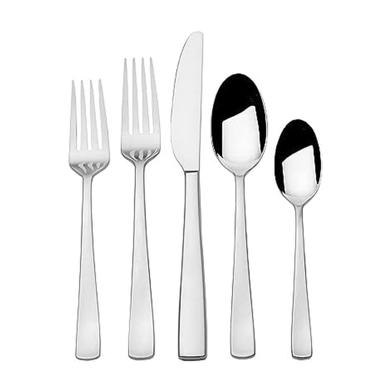 Mikasa Barrett 45Piece Flatware Set 1810 Stainless Steel Silverware Set Service for 8 Minimalist SquareTip Handles Dishwasher Safe - Image 2