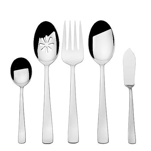 Mikasa Barrett 45Piece Flatware Set 1810 Stainless Steel Silverware Set Service for 8 Minimalist SquareTip Handles Dishwasher Safe - Image 3