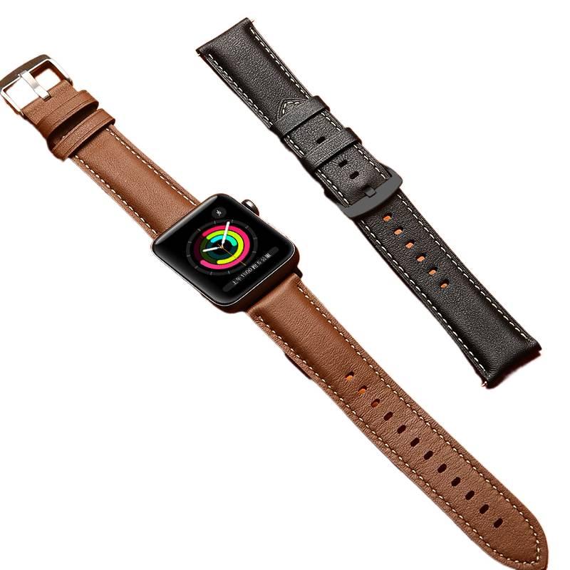 Adjustable Leather Classic Strap Smartwatch Band Compatible with Apple Watch 42 44 45 49mm with Fit Replacement Strap in White - Image 2