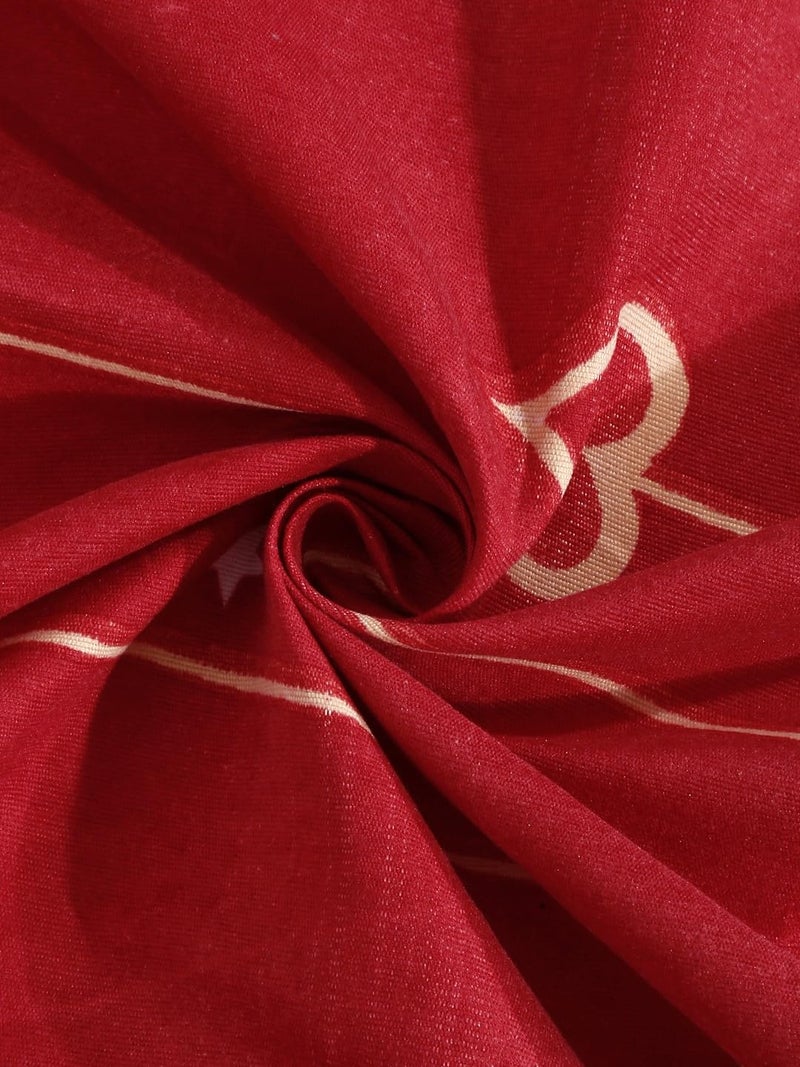 Fashion String 144 TC Microfibre Double Heart Cherry Red Single Bedsheet with 1 Pillow Cover - Image 5