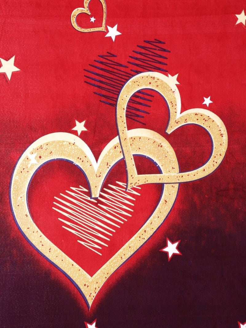 Fashion String 144 TC Microfibre Double Heart Cherry Red Single Bedsheet with 1 Pillow Cover - Image 4