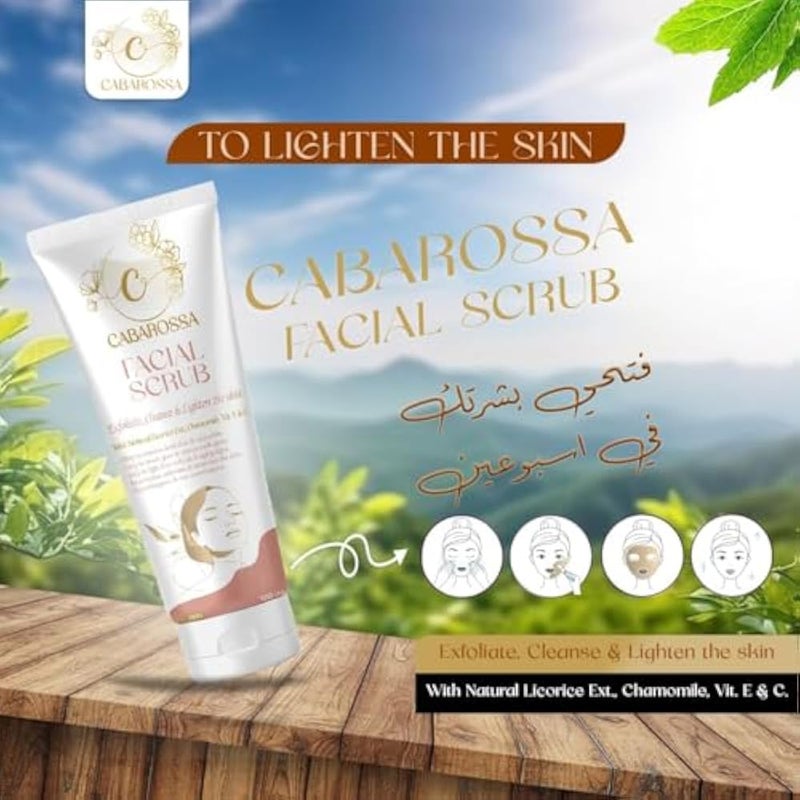 Cabarossa Facial Scrub 120g – Exfoliating & Brightening Face Scrub with Licorice Extract, Chamomile, Vitamin C & E – Removes Dead Skin & Dark Spots, Anti-Aging, Gentle for All Skin Types - Image 5
