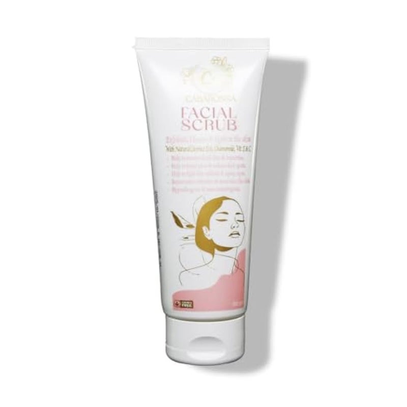 Cabarossa Facial Scrub 120g – Exfoliating & Brightening Face Scrub with Licorice Extract, Chamomile, Vitamin C & E – Removes Dead Skin & Dark Spots, Anti-Aging, Gentle for All Skin Types - Image 1