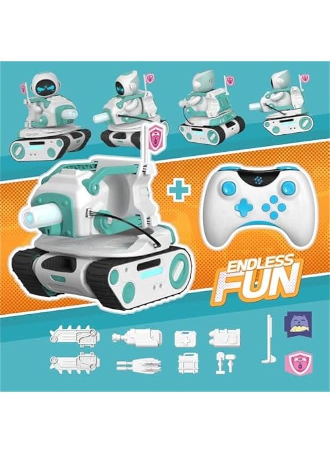 Arabest - RC Battle Tank Compatible with Eilik Robots in Blue, Pink, DQ, and Silver Colors. LED Lights, 2.4Ghz Remote Control, Single & Multi-Player Party Play Mode. (Eilik not included) - Image 1