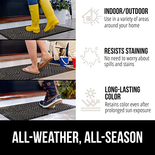 GORILLA GRIP 100% Waterproof All-Season WeatherMax Doormat US Designed Natural Rubber, Stain Fade Resistant, Low Profile Indoor Outdoor Door Mats, Easy Clean, 17x29 Gray Diamond - Image 3