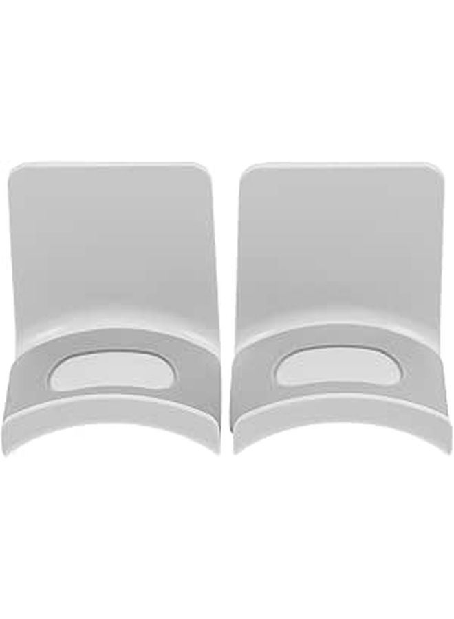 White Plastic No Drill Wall Hooks 2 Pack For Coats Kitchen Utensils Space Saving Hanging Rack - Image 1