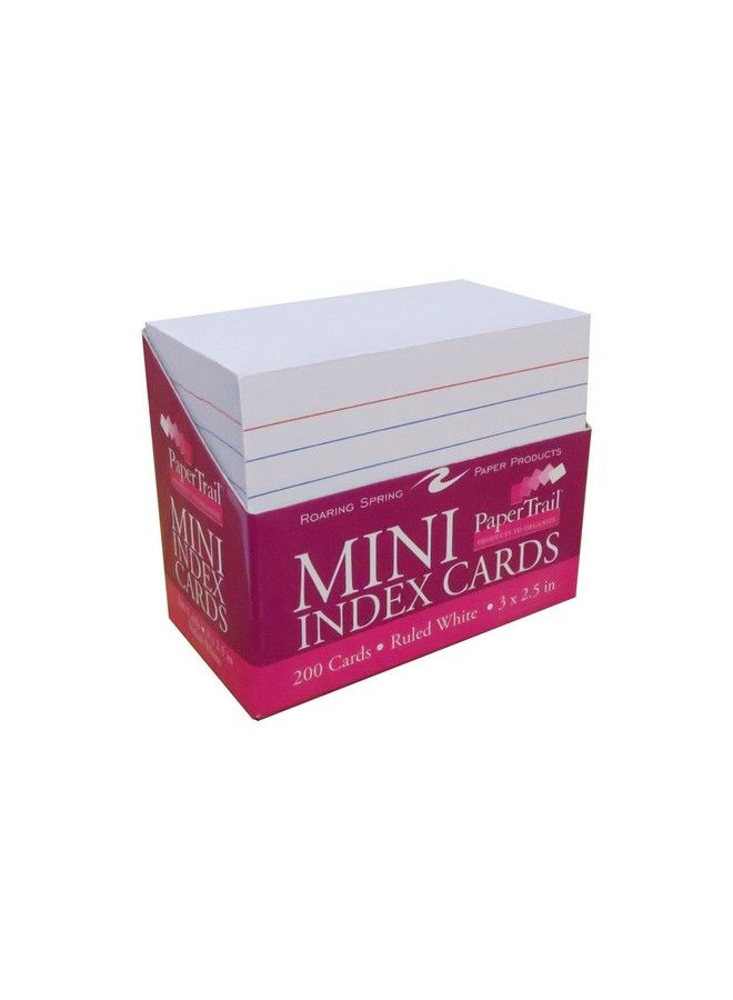 Roaring Spring Mini Index Cards 3"X2.5" 200 Count 100 White Ruled Paper In Convent Tray Holder Blank On Back  - Image 2