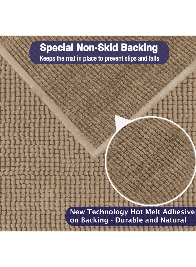 Lavish Touch Set of 2 Chenille 50 x 80 cms Non Slip Extra Soft Floor Rugs Mocha / Brown - Image 5