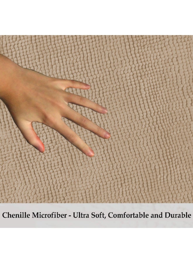Lavish Touch Set of 2 Chenille 50 x 80 cms Non Slip Extra Soft Floor Rugs Mocha / Brown - Image 4