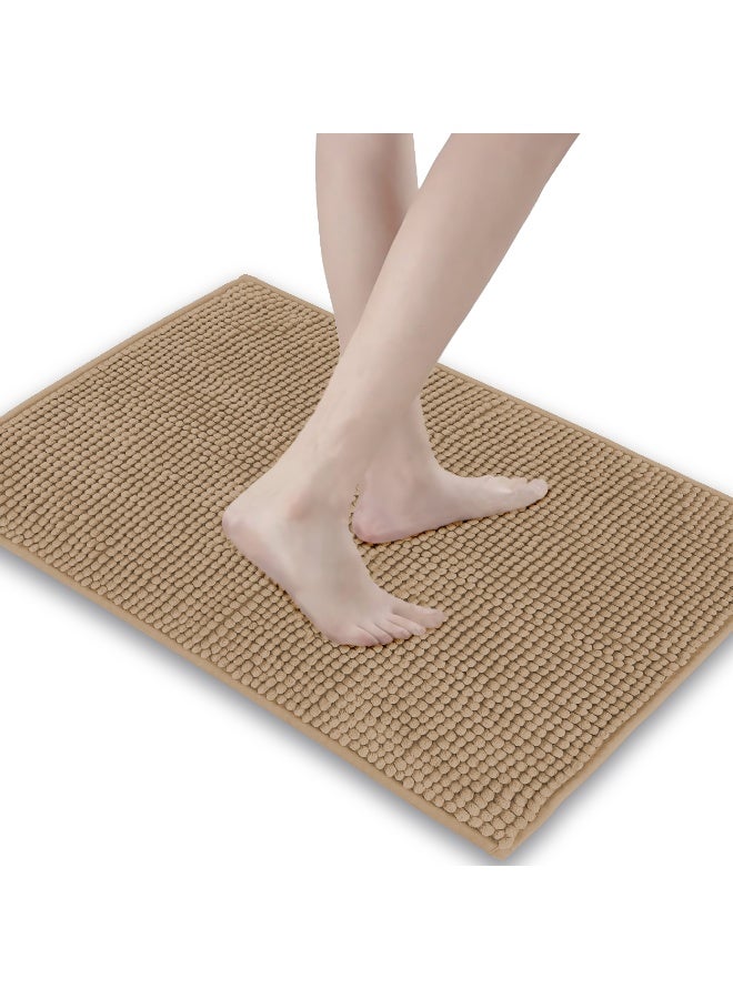 Lavish Touch Set of 2 Chenille 50 x 80 cms Non Slip Extra Soft Floor Rugs Mocha / Brown - Image 2