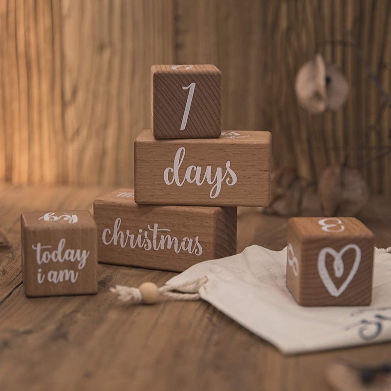 Promise Babe Milestone Blocks Set of 6 Baby Age Blocks for Monthly Milestone Wooden Photo Props Set Perfect for Baby Shower and Keepsake - Image 2