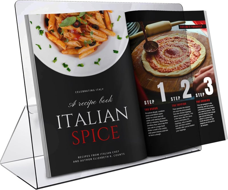 Durable Acrylic Cookbook Stand Transparent Easy Viewing iPad/Tablet Holder, Great for Cooking/Baking Without Making Your Cook Book Dirty.